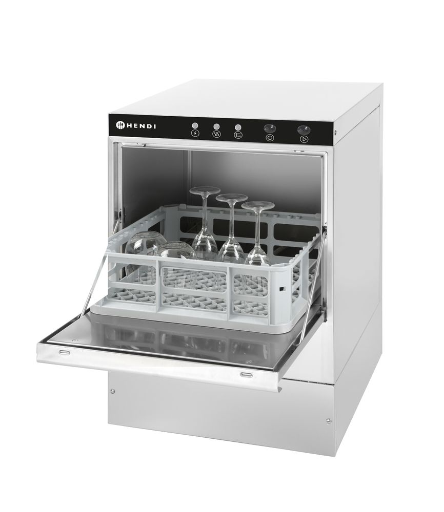 Lave-verre 40x40, commande electromécanique, HENDI, avec pompe de vidange, 230V/2800W, 470x510x(H)710mm