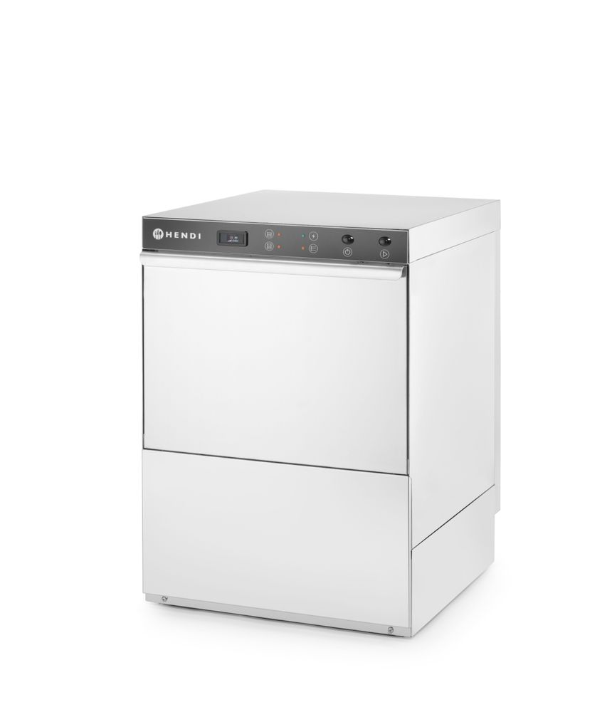Lave-vaisselle 50x50 - contrôle électromécanique, HENDI, avec pompe de vidange et doseur détergent, 400V/6600W, 570x600x(H)830mm