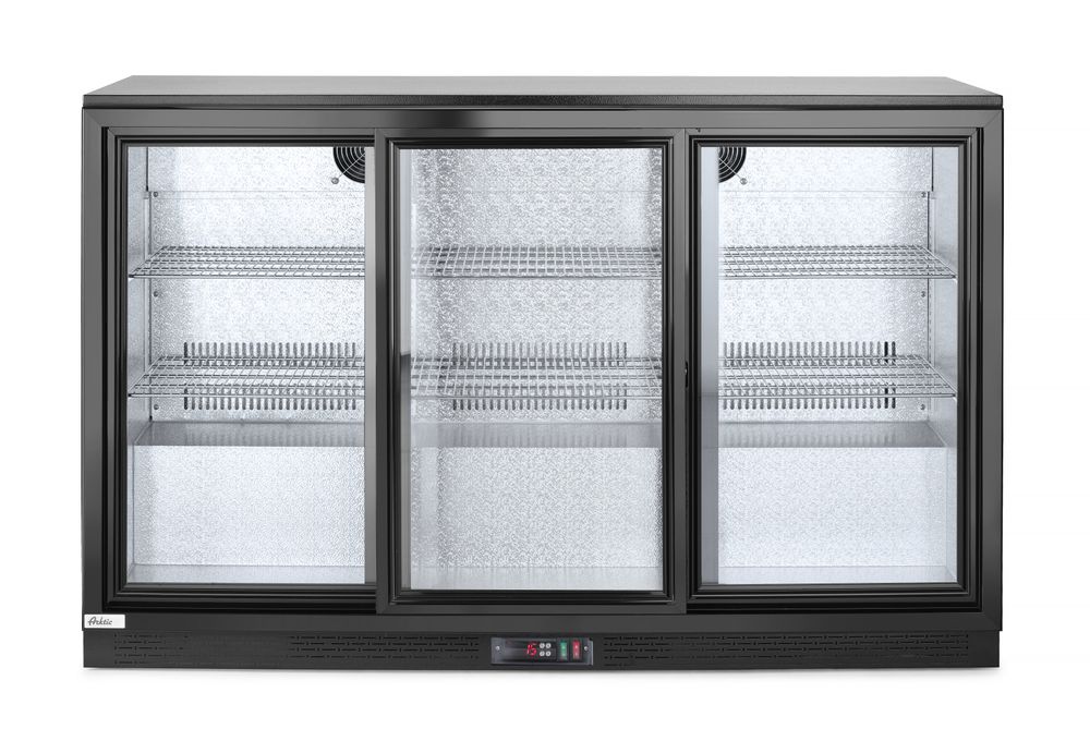 Arrière de bar avec trois portes coulissantes, Arktic, 254L, Noir, 220-240V/160W, 1350x520x(H)865mm