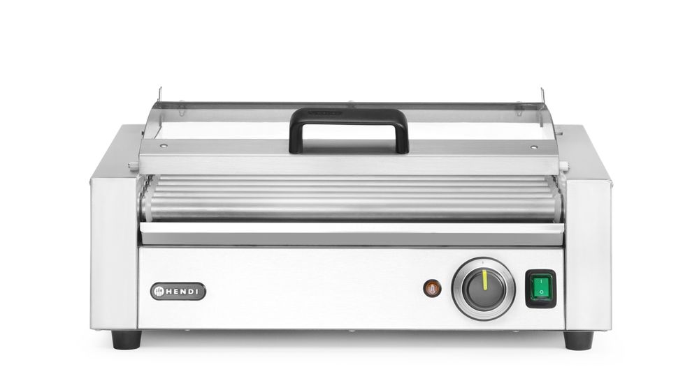 Grill roulant pour saucisses, 1 zone avec couvercle pour économie d’énergie, HENDI, 230V/790W, 566x450x(H)259mm