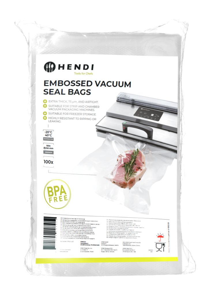 Sacs sous vide gaufrés, HENDI, 100 u., 150x250mm