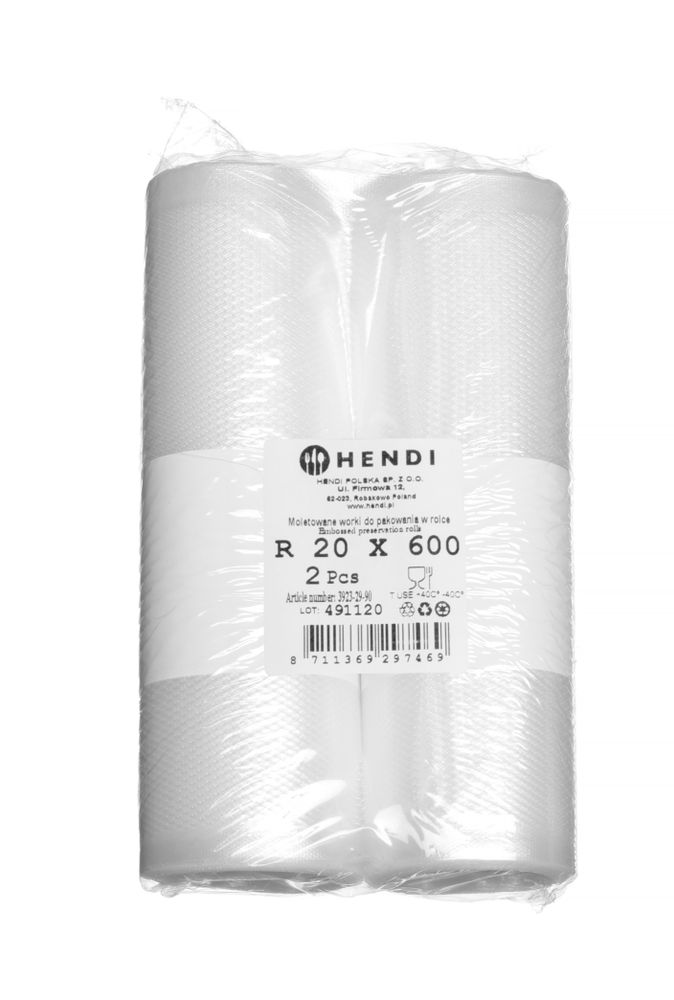 Rouleau de sacs sous vide gaufrés, pour la conservation des aliments, HENDI, 2 u., 6000x200mm