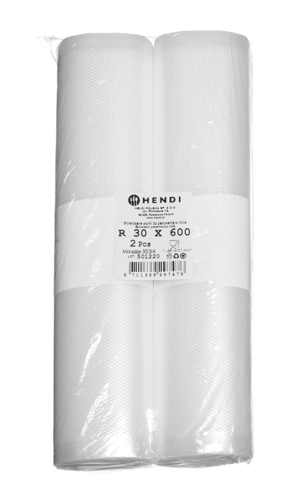 Rouleau de sacs sous vide gaufrés, pour la conservation des aliments, HENDI, 2 u., 6000x300mm